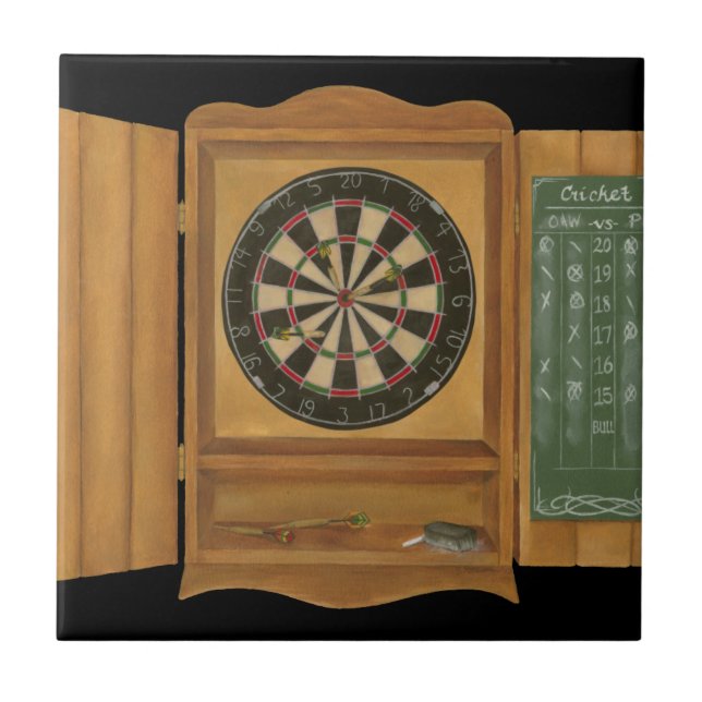 Dartboard with Cricket Scoring Ceramic Tile (Front)