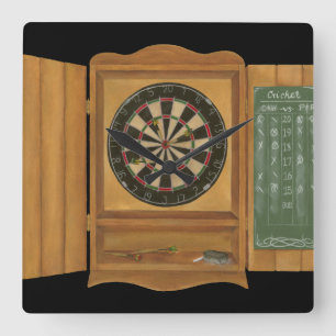 Dartboard with Cricket Scoring Square Wall Clock