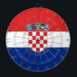 Dartboard with Flag of Croatia<br><div class="desc">Transform your game room into a celebration of Croatian heritage with our dartboard featuring the flag of Croatia! Crafted with meticulous attention to detail, this dartboard proudly displays the vibrant red, white, and blue stripes of the Croatian flag, along with the iconic coat of arms, symbolising the nation’s rich history...</div>