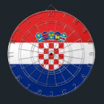Dartboard with Flag of Croatia<br><div class="desc">Transform your game room into a celebration of Croatian heritage with our dartboard featuring the flag of Croatia! Crafted with meticulous attention to detail, this dartboard proudly displays the vibrant red, white, and blue stripes of the Croatian flag, along with the iconic coat of arms, symbolising the nation’s rich history...</div>