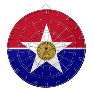 Dartboard with Flag of Dallas City, USA