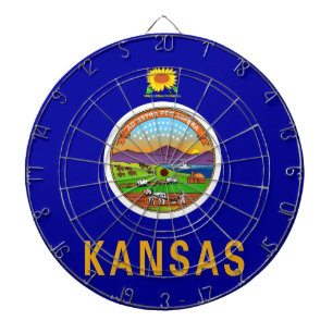 Dartboard with Flag of Kansas, USA