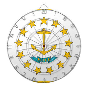 Dartboard with Flag of Rhode Island, USA