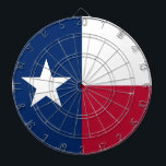 Dartboard with Flag of Texas, USA<br><div class="desc">Elevate your game room with our striking dartboard featuring the flag of Texas! Crafted with meticulous attention to detail, this dartboard celebrates the Lone Star State's rich history and cultural pride. The design proudly showcases the iconic lone star with a vertical blue stripe and horizontal white and red stripes, symbolising...</div>