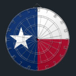 Dartboard with Flag of Texas, USA<br><div class="desc">Elevate your game room with our striking dartboard featuring the flag of Texas! Crafted with meticulous attention to detail, this dartboard celebrates the Lone Star State's rich history and cultural pride. The design proudly showcases the iconic lone star with a vertical blue stripe and horizontal white and red stripes, symbolising...</div>