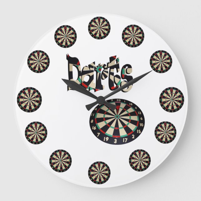 Dartboards And Darts Name, Round Large Wall Clock (Front)