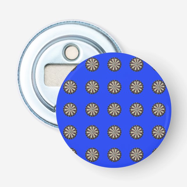 Dartboards Pattern Blue Magnetic Bottle Opener (Front)