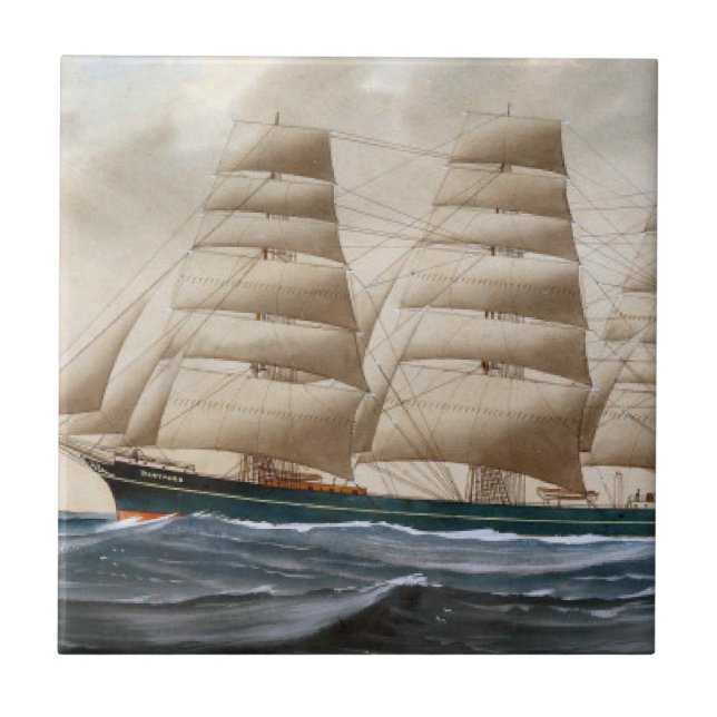 Dartford Sailing ship 1910 Ceramic Tile (Front)
