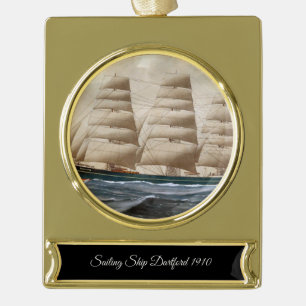 Dartford Sailing ship 1910 Gold Plated Banner Ornament