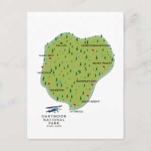 Dartmoor national park England Map Postcard