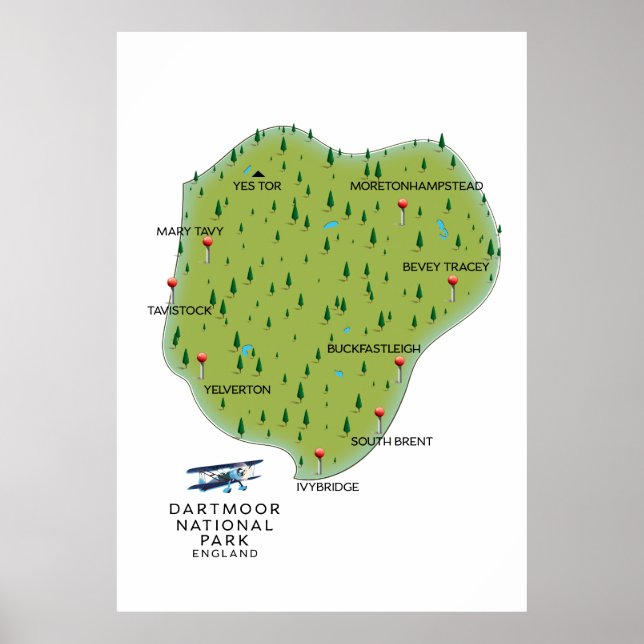 Dartmoor national park England Map Poster (Front)