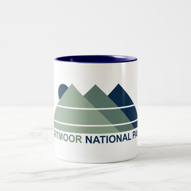 Dartmoor National Park Mountain Sun Two-Tone Coffee Mug (Center)