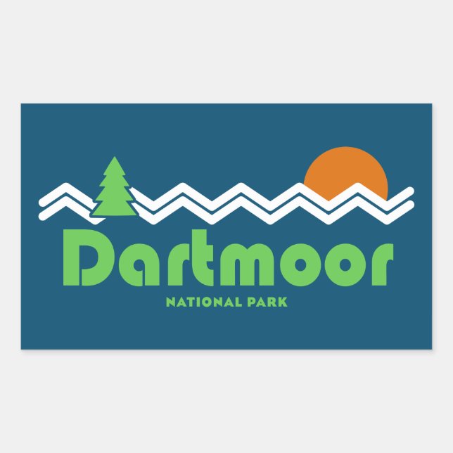 Dartmoor National Park Retro Rectangular Sticker (Front)