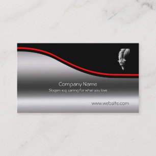 Dartmoor Pony Portrait, red swoosh, metallic-look Business Card