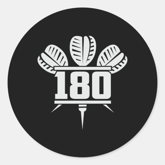 Darts 180 Dart Dartboard Bullseye Arrow Funny Gift Classic Round Sticker (Front)