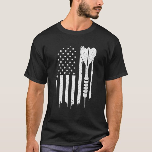 Darts American Flag Funny Darts Gift For Men Women T-Shirt (Front)
