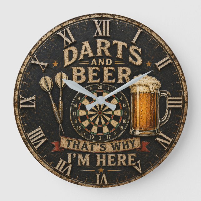 Darts and Beer Large Clock (Front)