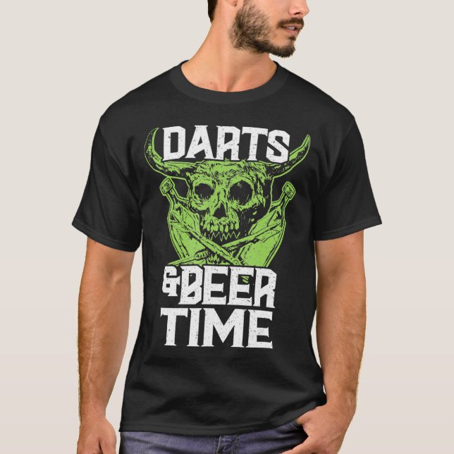 Darts And Beer Time Lover Dartboard Cool Funny T-Shirt (Front)