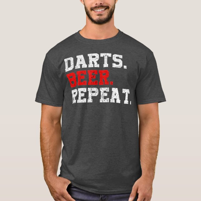 Darts Beer Repeat Dart-Player Funny Drinking T-Shirt (Front)