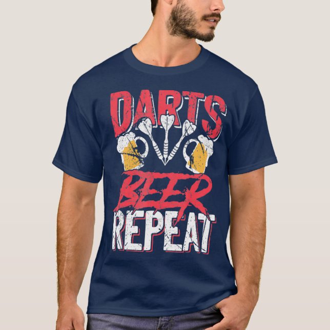 Darts Beer Repeat Shirt Funny Drinking Game Day (Front)