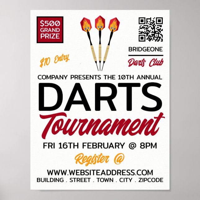 Darts Design, Darts Tournament Advertising Poster (Front)