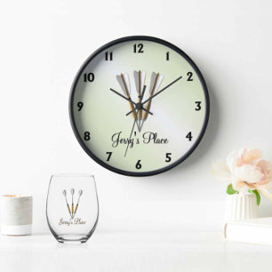 Darts Design Personal Black Numbers Clock