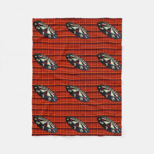 Darts Destination Bullseye On Red Tartan Print, Fleece Blanket