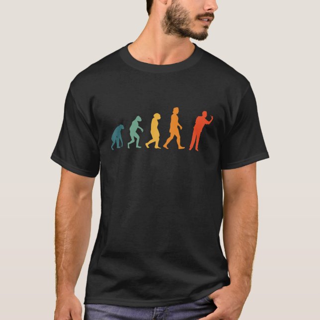 Darts Evolution Retro Dart Player Darter T-Shirt (Front)