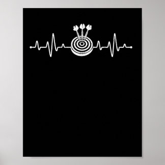 Darts Heartbeat Funny dart player pulse target Poster
