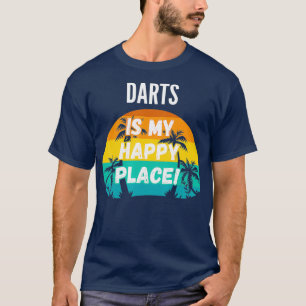 Darts Is My Happy Place Vintage Retro Sunset T-Shirt