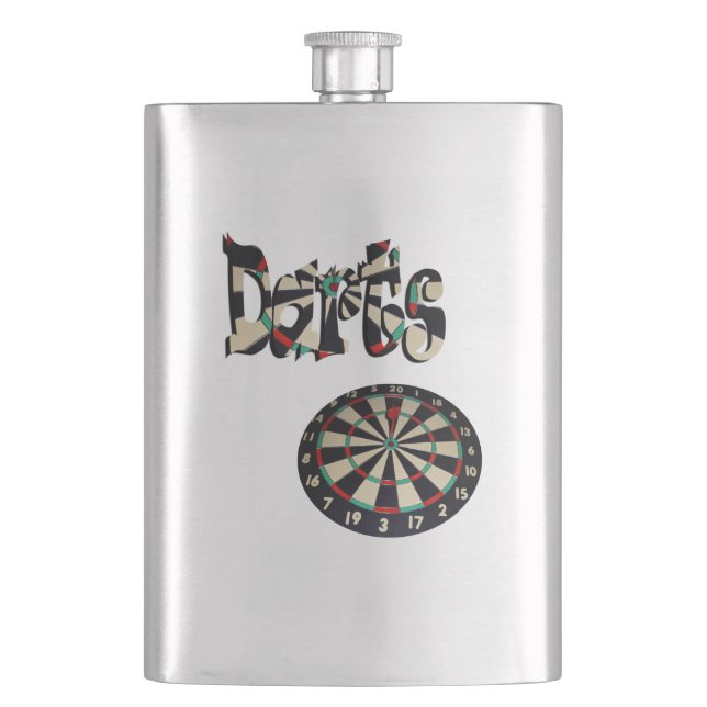 Darts Logo And Dartboard, Hip Flask (Front)