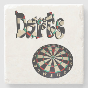 Darts Logo And Dartboard, Stone Coaster