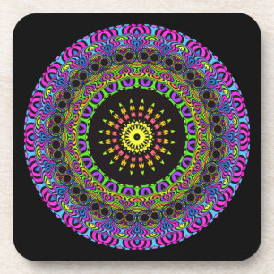 Darts Mandala - neon 2 Coaster