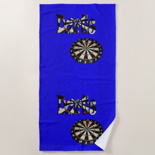 Darts Picture Logo With A Dartboard,   Beach Towel