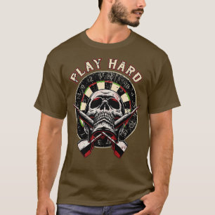 Darts-Shirt Play Hard Skull Arrow dartboard T-Shirt