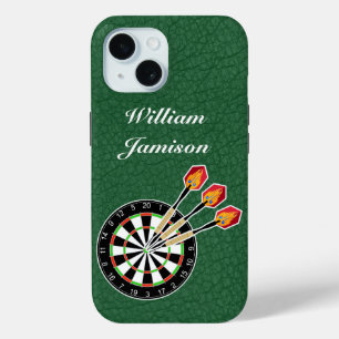 Darts sport with Dartboard and Darts personalise iPhone 15 Case