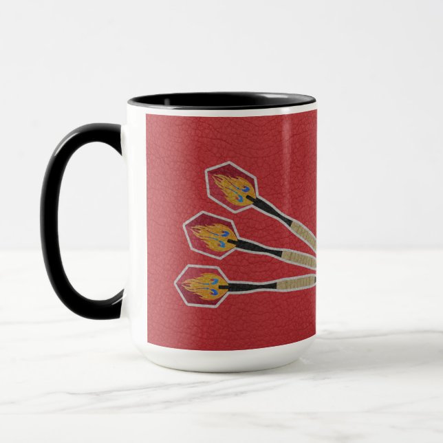 Darts Three darts on Custom background personalise Mug (Left)