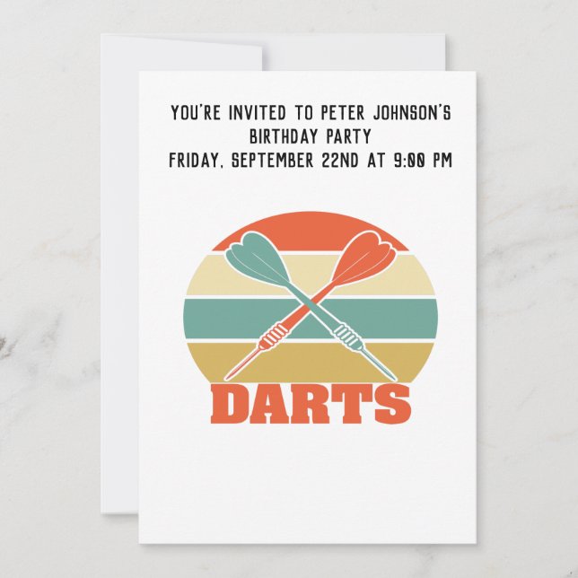 Darts Vintage Sunset Invitation Card (Front)