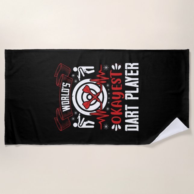 Darts - World's Okayest Dart Player Beach Towel (Front)