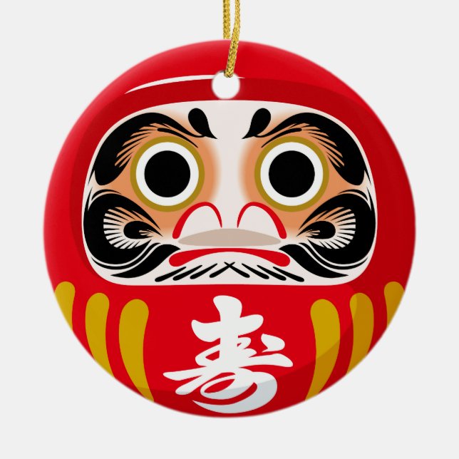 Daruma doll (traditional Japanese good luck charm) Ceramic Ornament (Front)