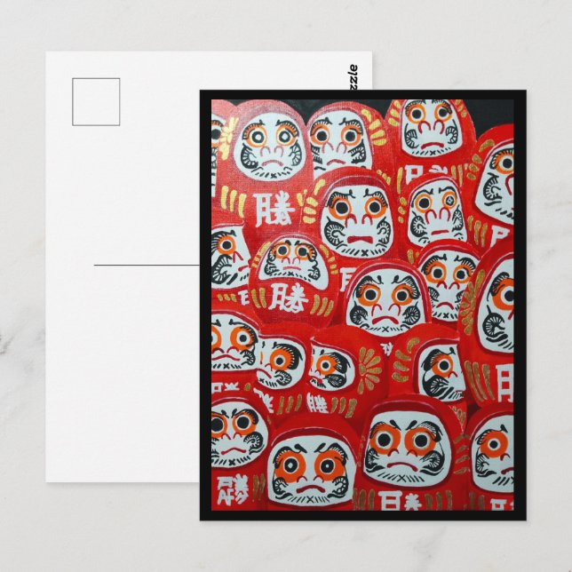 Daruma Dolls Painting by Alfred Fox Collectible Postcard (Front/Back)
