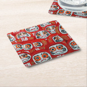 Daruma Dolls Painting by Alfred Fox Square Paper Coaster
