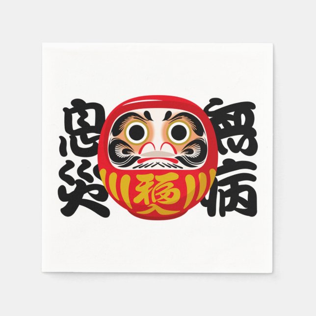 Daruma for Health, Wellness & Protection Napkin (Front)