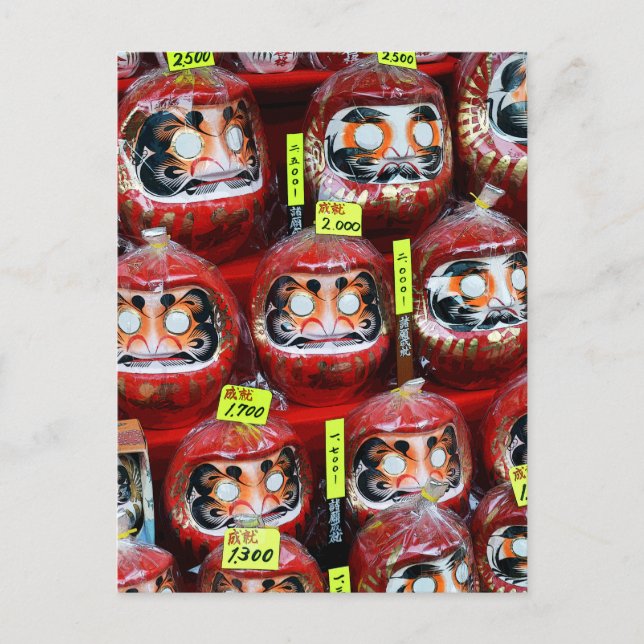 Daruma Good Luck Dolls of Japan Postcard (Front)