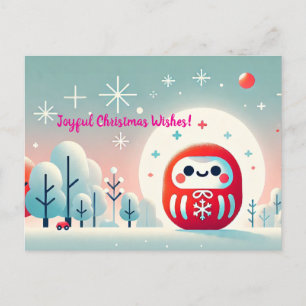 Daruma in a Winter Wonderland - Christmas Postcard