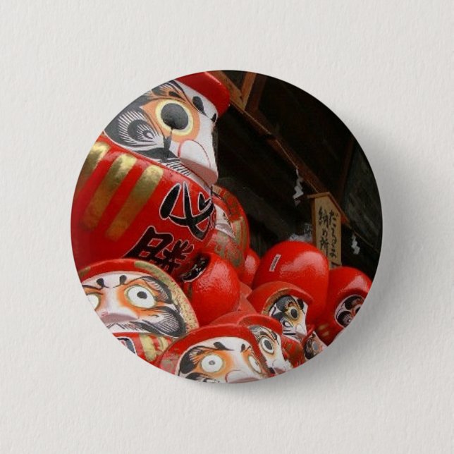 Daruma San Japanese Good Luck Dolls 6 Cm Round Badge (Front)