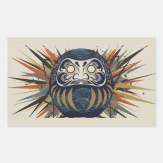 Daruma Skateboard – Japanese Ukiyo-e Inspired Art Rectangular Sticker