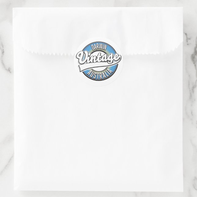 Darwin australia Vintage logo Classic Round Sticker (Bag)