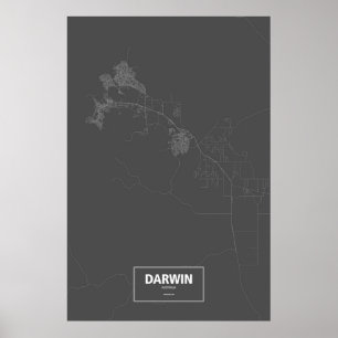 Darwin, Australia (white on black) Poster
