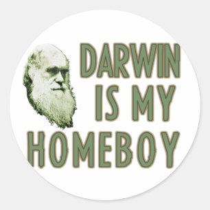 Darwin is my homeboy classic round sticker